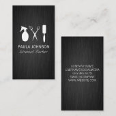 Frisur-Stylist-Barber-Tools | Dunkle Metallic Visitenkarte (Vorne/Hinten)