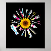 Frisur Stylist Barber Tools Floral Poster (Vorne)