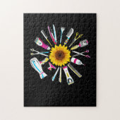Frisur Stylist Barber Tools Floral Puzzle (Vertikal)