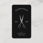 Frisur Stylist Black Silver Scheren Barber Moderne Visitenkarte (Vorderseite)
