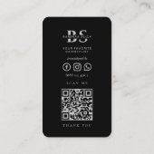 Frisur Stylist Black Silver Scheren Barber Moderne Visitenkarte (Rückseite)