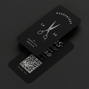 Frisur Stylist Black Silver Scheren Barber Moderne Visitenkarte