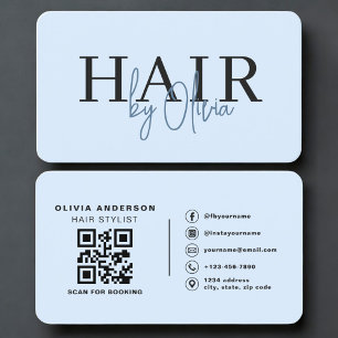 Frisur-Stylist Blau QR-Code Professional Visitenkarte