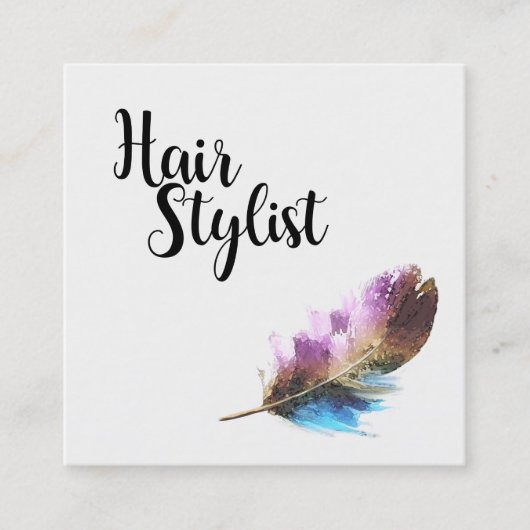 Frisur Stylist - Feather Quadratische Visitenkarte (Vorderseite)
