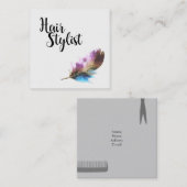 Frisur Stylist - Feather Quadratische Visitenkarte (Vorne/Hinten)