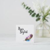 Frisur Stylist - Feather Quadratische Visitenkarte (Stehend Vorderseite)