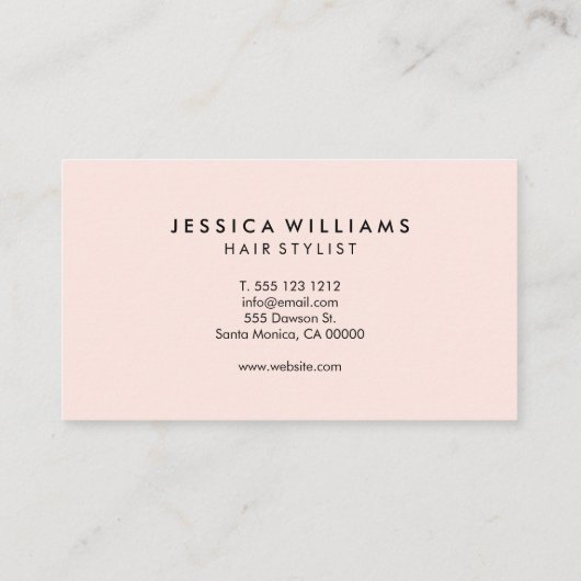 Frisur Stylist Handgeschriebenes einfaches Rosa Visitenkarte (Rückseite)