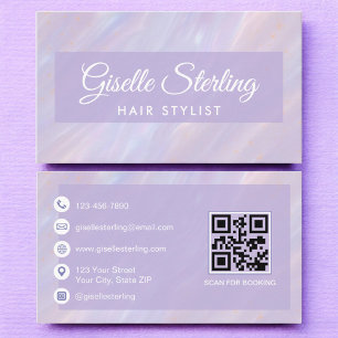 Frisur Stylist QR Code Iridescent Pastel Opal Visitenkarte