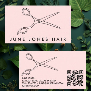 Frisur-Stylist-Schere Chic Barber QR Code Blush Visitenkarte