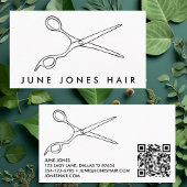 Frisur Stylist Scheren Chic Barber QR Code Einfach Visitenkarte