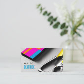 Frisur Stylist Scheren farbenfroh Visitenkarte (Stehend Vorderseite)