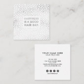 Frisur-Stylist-Zitat | Moderner Silberstreifen Quadratische Visitenkarte (Vorne/Hinten)