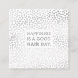 Frisur-Stylist-Zitat | Moderner Silberstreifen Quadratische Visitenkarte