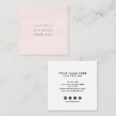 Frisur-Stylist-Zitat | Moderner Silberstreifen ros Quadratische Visitenkarte (Vorne/Hinten)