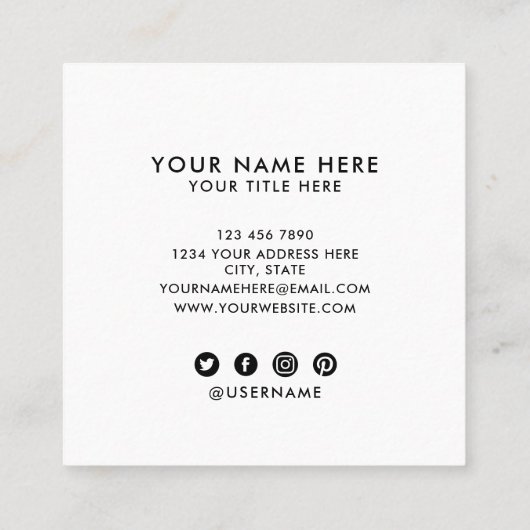 Frisur-Stylist-Zitat | Moderner Silberstreifen ros Quadratische Visitenkarte (Rückseite)