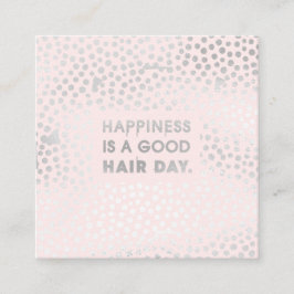 Frisur-Stylist-Zitat | Moderner Silberstreifen ros Quadratische Visitenkarte