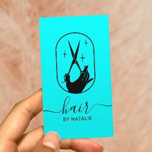 Frisur-Stylistin-Schere & Handlogo Aqua-Salon  Visitenkarte