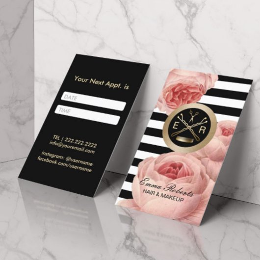 Frisur-Stylistische Schere & Comb-Blumenernennung Terminkarte