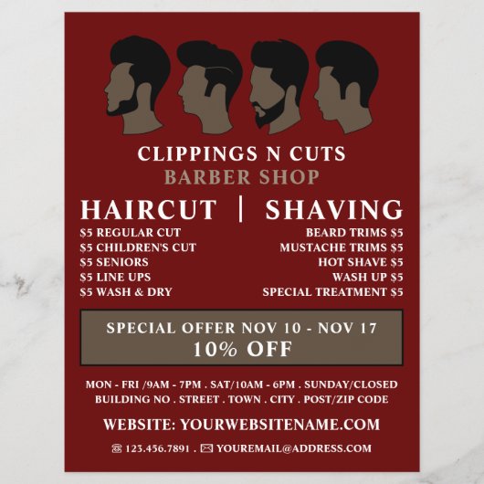 Frisuren, Männerwerbung Flyer (Vorne)