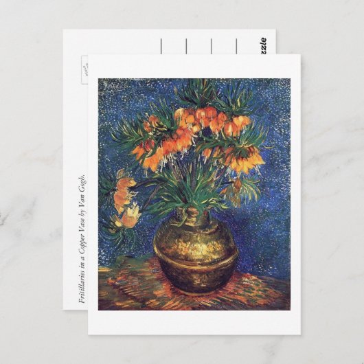 Fritilinhaber in einer Kupfervase von Van Gogh Postkarte (Vorne/Hinten)