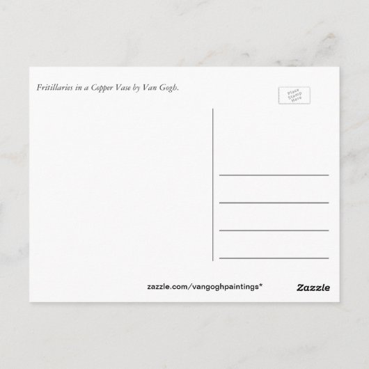 Fritilinhaber in einer Kupfervase von Van Gogh Postkarte (Rückseite)