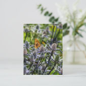 Fritillary Butterfly On Blue Thistle Postkarte (Stehend Vorderseite)