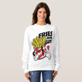 Fritten bevor Jungs – Freche Cartoon-Pommes Frites Sweatshirt (Vorne ganz)