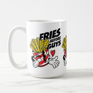 Fritten bevor Typen – Freche Cartoon-Pommes Frites Kaffeetasse