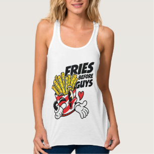 Fritten bevor Typen – Freche Cartoon-Pommes Frites Tank Top