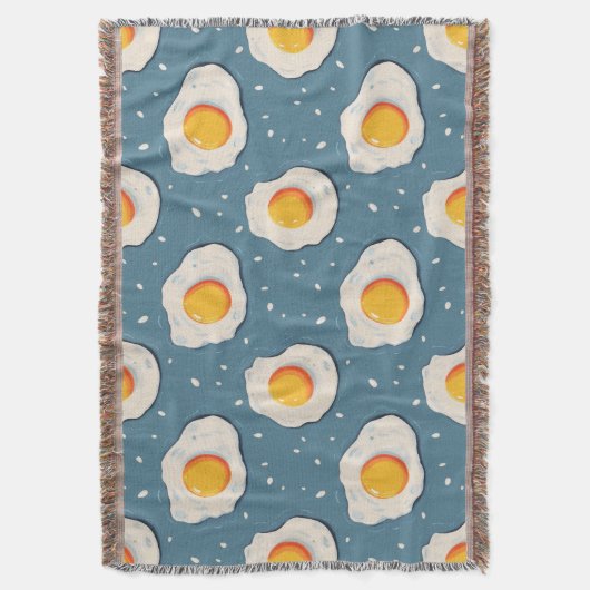 Frittiereier auf blauem Muster Decke (Vorderseite Vertikal)