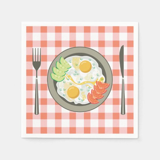 Frittiereier auf einem Plattenpapier Napkins Serviette (Vorderseite)