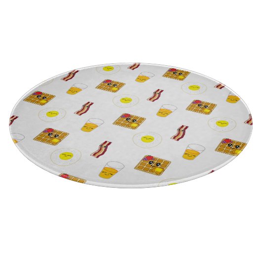 Frittierte Eier, Bacon, Waffeln und Orangensaft Schneidebrett (Ecke)