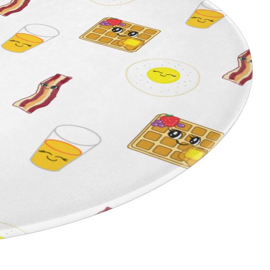 Frittierte Eier, Bacon, Waffeln und Orangensaft Schneidebrett (Ecke)