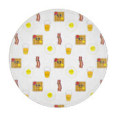Frittierte Eier, Bacon, Waffeln und Orangensaft Schneidebrett (Vorderseite)