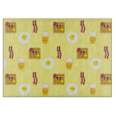 Frittierte Eier, Bacon, Waffeln und Orangensaft Schneidebrett (Vorderseite)