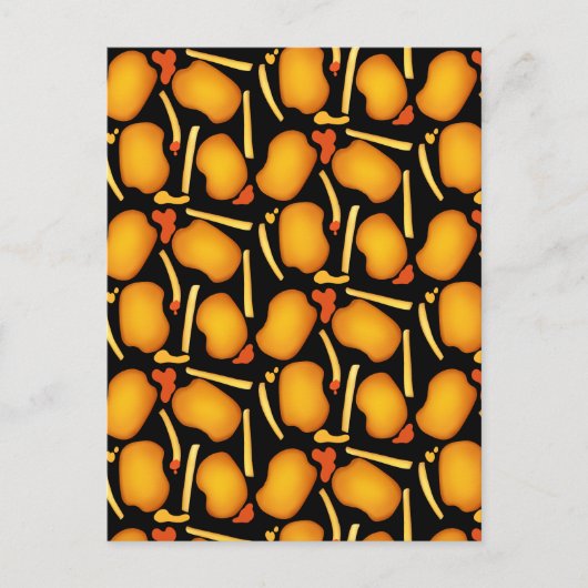 Frittierte Hühnergebisse und Kartoffelfries Postkarte (Vorderseite)