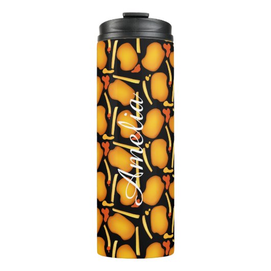 Frittierte Hühnergebisse und Kartoffelfries Thermosbecher (Vorderseite)