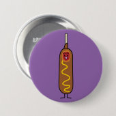 frittierte Wursthunde Maishundcorndog Senfes Button (Vorne & Hinten)