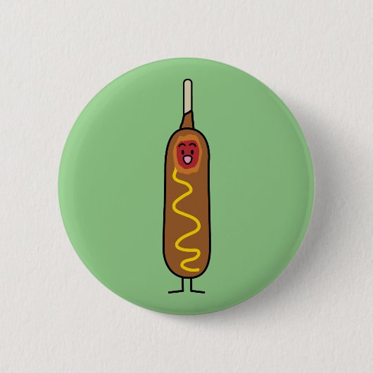frittierte Wursthunde Maishundcorndog Senfes Button (Vorderseite)