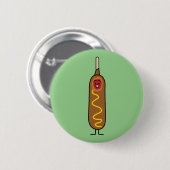 frittierte Wursthunde Maishundcorndog Senfes Button (Vorne & Hinten)