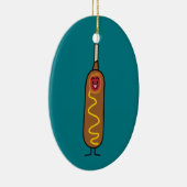 frittierte Wursthunde Maishundcorndog Senfes Keramik Ornament (Rechts)