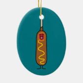 frittierte Wursthunde Maishundcorndog Senfes Keramik Ornament (Hinten)