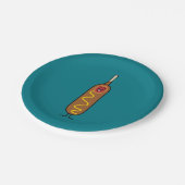 frittierte Wursthunde Maishundcorndog Senfes Pappteller (Schrägansicht)