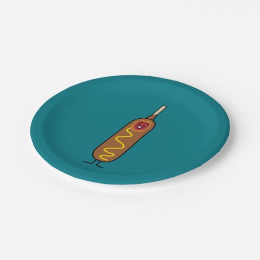 frittierte Wursthunde Maishundcorndog Senfes Pappteller (Schrägansicht)