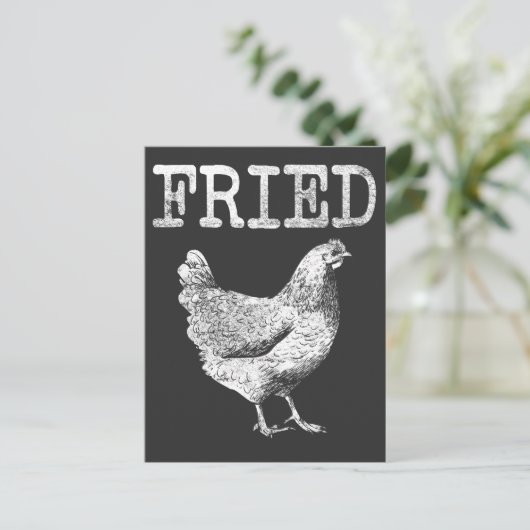 Frittierter Huhn Lover Farm Animal Puff Postkarte (Stehend Vorderseite)
