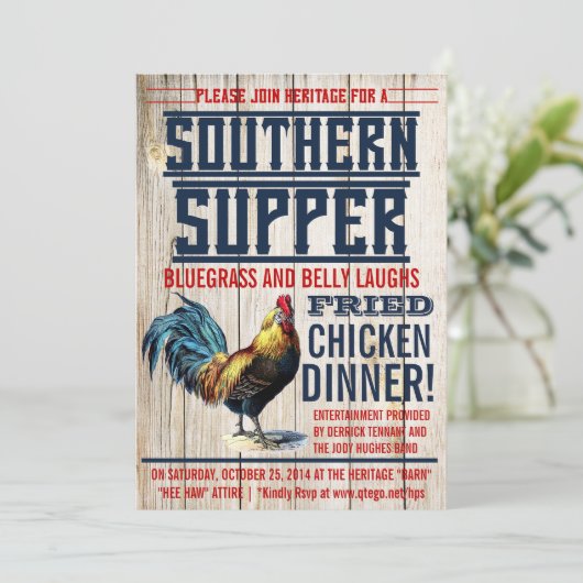 Frittiertes Hühnchen Party Einladung (Stehend Vorderseite)