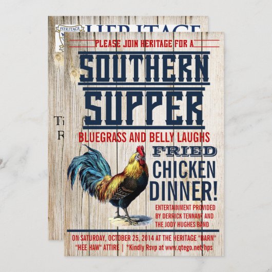 Frittiertes Hühnchen Party Einladung (Vorne/Hinten)