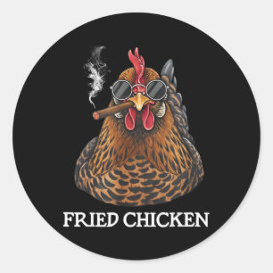 Frittiertes Hühnchen raucht lustiges Stoner-Weed-M Runder Aufkleber
