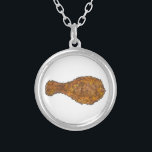 Frittiertes Hühnerleg Drumstick Soul Food Necklace Versilberte Kette<br><div class="desc">Eine originelle Marker-Illustration eines köstlichen gebratenen Hühnerschenkeltrommels. Ein Soul-Klassiker! Ideal für Ihren Lieblings-Feinschmecker. Coordiniert gebratene Hühnerdesigns zur Verfügung!</div>