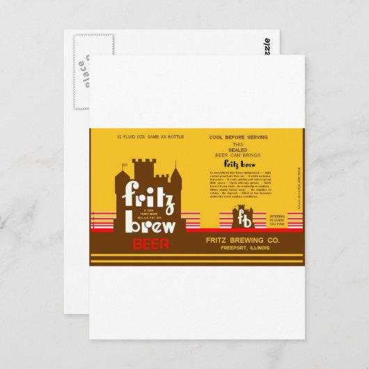 FRITZ BREW CONE TOP BIER KANN FREEPORT DESIGN POSTKARTE (Vorne/Hinten)